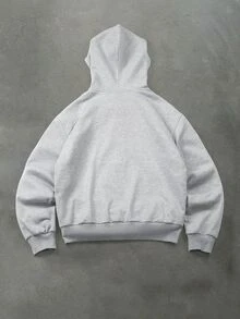 Manfinity Roghcode Men's Plus Size Letter Print Long Sleeve Zip-Up Hooded Sweatshirt - Grey - View 2