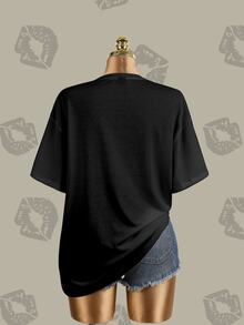 Betty Boop x SHEIN Women's Fashion Cartoon Print Short Sleeve T-Shirt - White - View 4