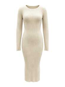 SHEIN LUNE Fall, Elegant Mature, Apricot Shawl Collar Ribbed Sweater Set, Daily Wear Party, Holiday Wear, Commute Wear, Home Wear, 2 Pieces Everyday Date - Apricot - View 6