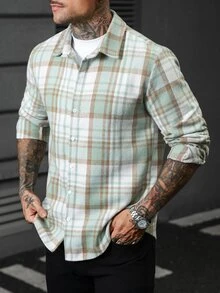 Manfinity Homme Men's Plaid Casual Versatile Daily Wear Shirt - Multicolor - View 3