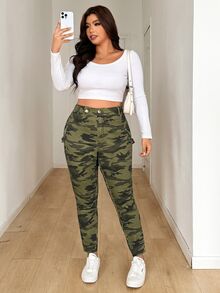 Jeanoix Plus Size Fashionable Camouflage Denim Skinny Jeans - Multicolor - View 6