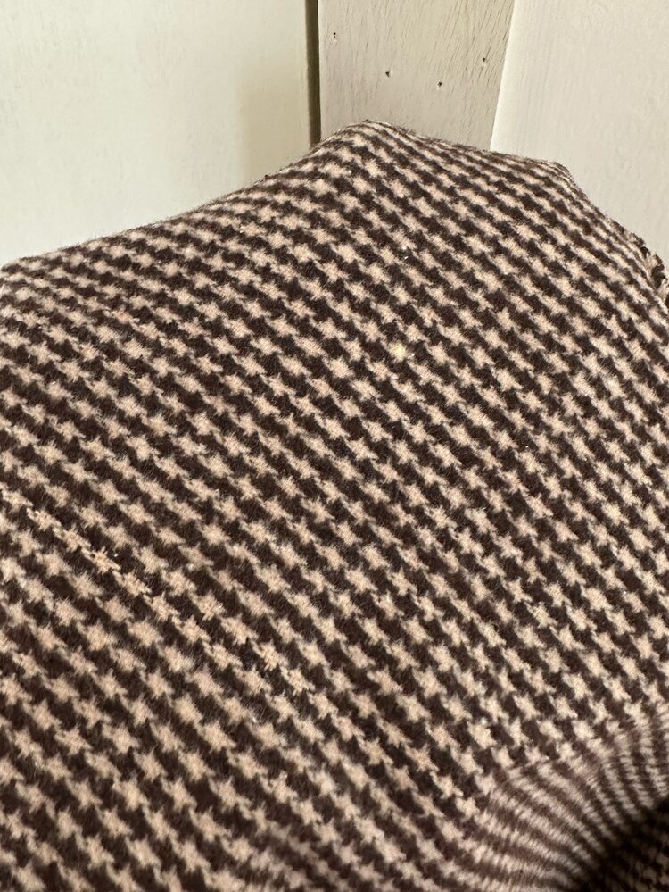 SHEIN EZwear Autumn/ Plaid Vintage Smart Casual French Elegant Houndstooth Button Long Sleeve Overcoat Office Black - Mocha Brown - View 12