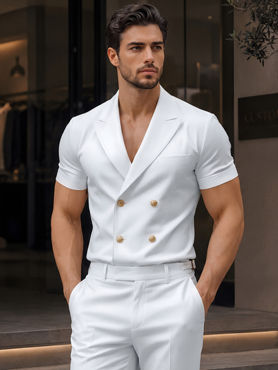 Manfinity Mode Blazer casual de unicolor con solapa de muesca para hombre de talla grande para ir al trabajo