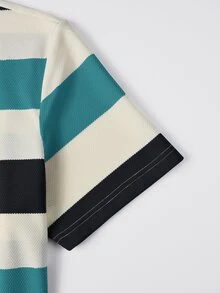 Manfinity Mode Men's Short Sleeve Striped Textured Fabric Polo Shirt, Suitable For Office, Outings And Gatherings - Multicolor - View 8