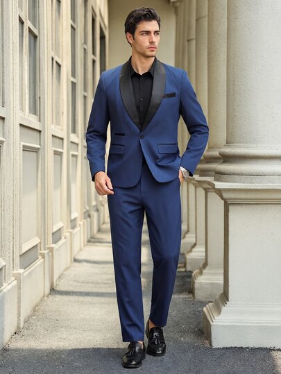 Manfinity Mode Büyük Beden Erkek İş Ofis Yolcu Blazer Takım Seti