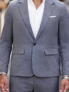 Manfinity Mode Plus Size Men's Mottled Lapel Long Sleeve Jacket And Pants Suit Set - Blue - View 6