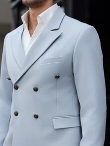 Manfinity Mode 大码男士简约时尚夏季西装 - 西装外套和裤子套装 - 淺灰色 - 查看 7