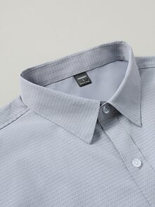 Manfinity Mode Men's Solid Color Business Casual Short Sleeve Formal Shirt, Men Office Casual Dress Shirt, Ceremony - Grey - View 5