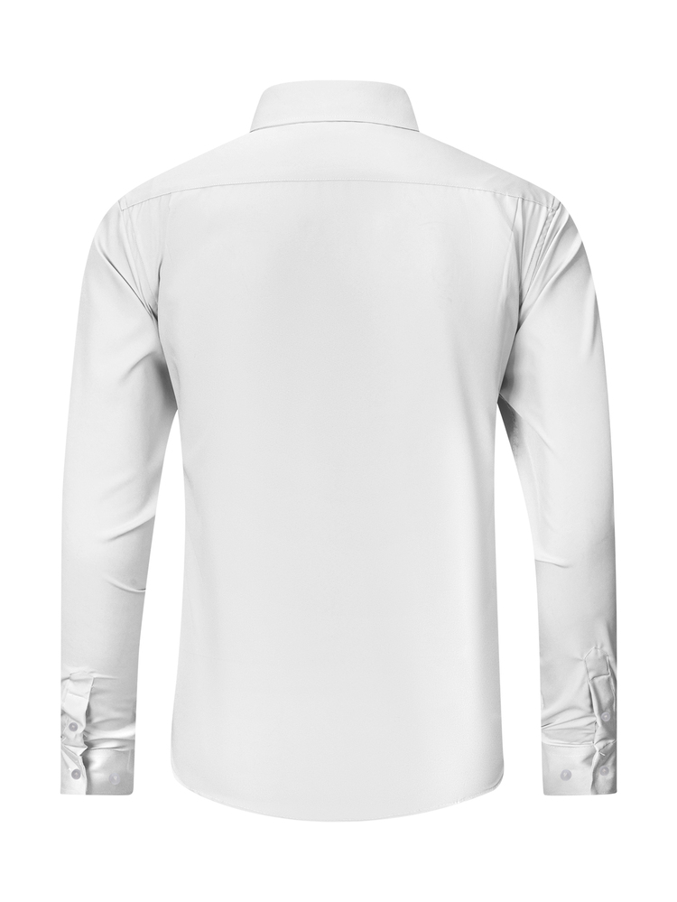Manfinity Mode Men's Horse Pattern Button Front Shirt, Business Casual Dress Shirt , Fall, Long Sleeve Top - White - View 3