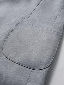 Manfinity Mode Men's Solid Color Single-Breasted Notch Lapel Long Sleeve Jacket And Pants Commuter Suit Set - Grey - View 6