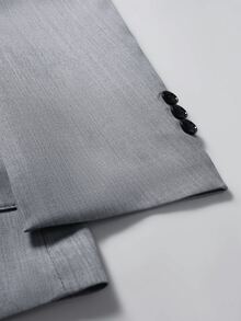 Manfinity Mode Men's Solid Color Single-Breasted Notch Lapel Long Sleeve Jacket And Pants Commuter Suit Set - Grey - View 5