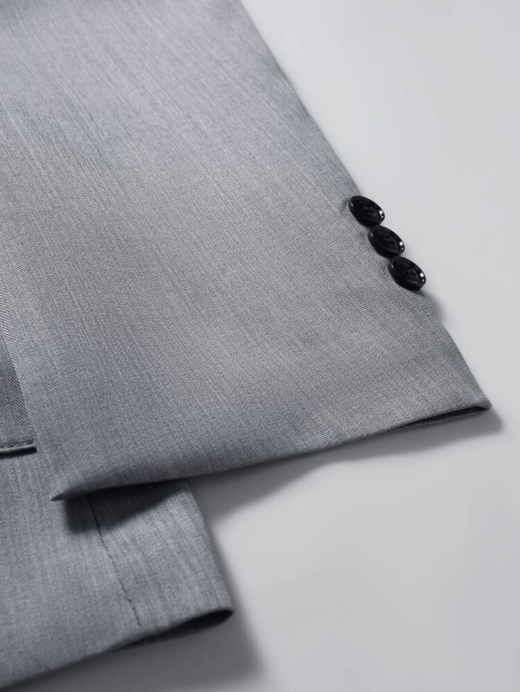 Manfinity Mode Men's Solid Color Single-Breasted Notch Lapel Long Sleeve Jacket And Pants Commuter Suit Set - Grey - View 5