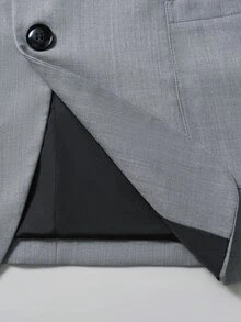Manfinity Mode Men's Solid Color Single-Breasted Notch Lapel Long Sleeve Jacket And Pants Commuter Suit Set - Grey - View 8