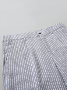 Manfinity Mode Men's Striped Long Sleeve Blazer And Pants Casual Commute Suit Set, Formal, Old Money - Grey - View 6