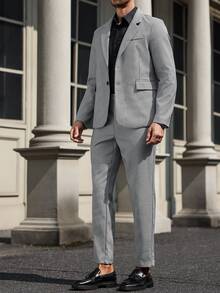 Manfinity Mode Men Plaid Lapel Collar Long Sleeve Jacket And Pants Casual Suit Set - Multicolor - View 5