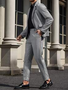 Manfinity Mode Men Plaid Lapel Collar Long Sleeve Jacket And Pants Casual Suit Set - Multicolor - View 3
