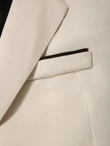 Manfinity Mode Men's Spring/Summer/All-Season Suit Set, Apricot Fabric Mature Business Style Blazer & Pants Suit Set, Formal, Old Money - Apricot - View 7