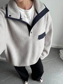 Livesso Women's Casual Collared Half-Zip Sweatshirt, Autumn School - Grey - View 9