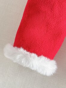 SHEIN 女嬰聖誕老人圖案連帽可愛冬季連身衣，適合聖誕節 - 紅白色 - 查看 6