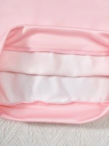 SHEIN 青少年女孩抓絨秋季套裝，長袖綠色，羅紋袖口、下擺與領口，側邊飾帶，蝴蝶結設計 - 粉色 - 查看 6