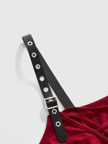 ROMWE Grunge Punk Plus Size Tank Tops & Camis - Burgundy - View 3