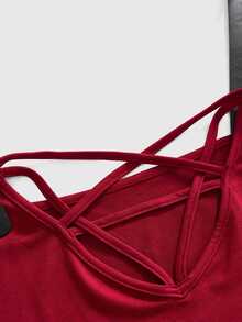 ROMWE Grunge Punk Plus Size Tank Tops & Camis - Burgundy - View 4
