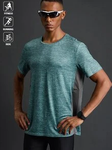 Acti Log Boyfriend Style Men's Round Neck Patchwork Casual Sports T-Shirt Top For Summer - Multicolor - View 1