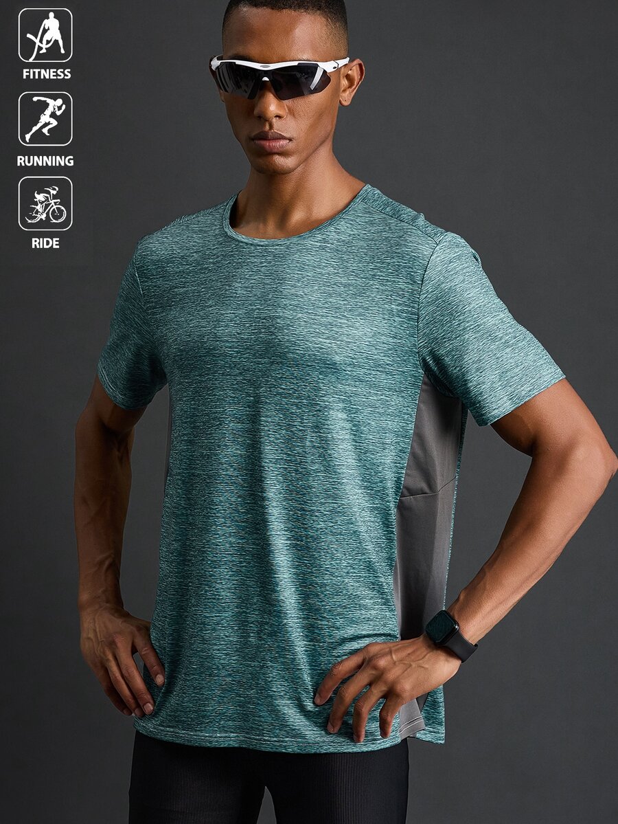 Acti Log Boyfriend Style Men's Round Neck Patchwork Casual Sports T-Shirt Top For Summer - Multicolor - View 1