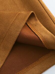 LUMIGAL Women's Solid Color Casual Versatile Daily Wear Long Pants Fall/Winter - Brown - View 6