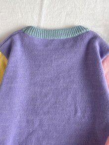 SHEIN Áo len chui đầu tay dài cổ tròn phối màu cho bé gái tuổi teen, thu đông, đi học, mềm mại ấm áp, lễ hội Giáng sinh - Nhiều màu - Xem 6