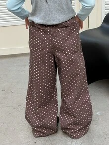 Dazy Kids Tween Girl) Polka Dot Casual Brown Autumn/Winter Straight Leg Basic Jeans - Brown - View 2