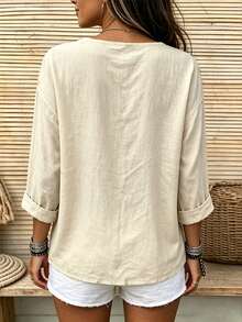 Bytebia Bytebia Women's Fashion Casual Regular Fit Long Sleeve Shirt With Line Digital Print - Multicolor - View 2
