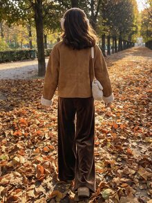 Comfortcana Women's Solid Color Casual All-Match Versatile Daily Wear Sweatpants , Fall Work Everyday Home Y2K Fall/Winter Pants , Dark Brown - Brown - View 6