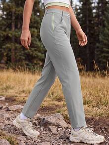 In My Nature Women's Casual Button Pocket Zipper Outdoor Long Pants - Grey - View 9
