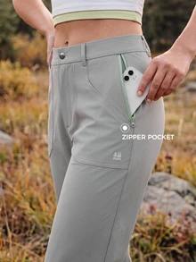 In My Nature Women's Casual Button Pocket Zipper Outdoor Long Pants - Grey - View 2