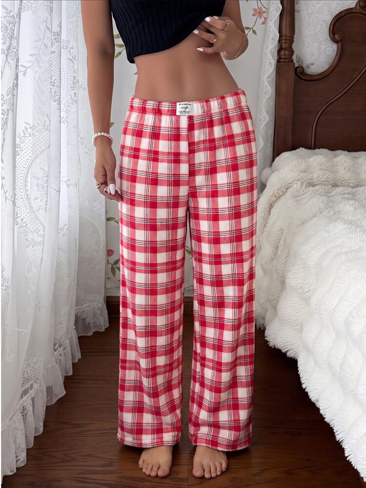 Tulorae Women's Flannel Patch Print Pajama Pants With Waistband Bow Decor - Multicolor - View 6