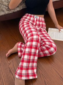 Tulorae Women's Flannel Patch Print Pajama Pants With Waistband Bow Decor - Multicolor - View 4