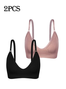 Lowkey Lull Women's Best-Selling Fashionable Comfortable Minimalist Solid Color High Cost-Performance High Quality Bra 2pcs/Set - Multicolor - View 8