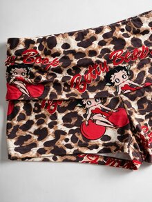 Betty Boop x SHEIN Women's Leopard Print Camisole Crop Top And Shorts Pajama Set, 2 Pieces Autumn Clothes - Multicolor - View 13