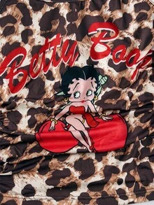 Betty Boop x SHEIN Women's Leopard Print Camisole Crop Top And Shorts Pajama Set, 2 Pieces Autumn Clothes - Multicolor - View 14