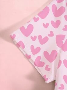 SHEIN X Care Bears Women's Heart Cartoon Print Short Sleeve Fitted T-Shirt - White - View 6