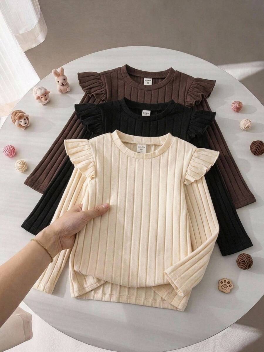 SHEIN 3PCS Young Girls T-Shirts - Multicolor - View 1
