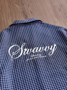 SWAVVY قميص رجالي كاروهات 2 في 1 بتصميم باتشورك للارتداء اليومي الكاجوال - الأزرق - مشاهدة 3