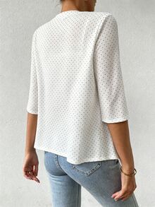 SHEIN 女款夏季休閒波點印花夾克 - 白色 - 查看 4