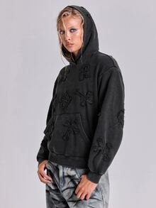 ROMWE Y2K Women's Patchwork Casual Versatile Daily Wear Long Sleeve Sweatshirt - Black - View 5