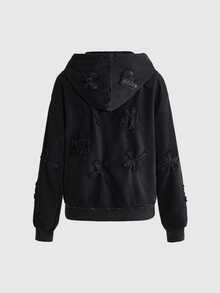 ROMWE Y2K Women's Patchwork Casual Versatile Daily Wear Long Sleeve Sweatshirt - Black - View 3