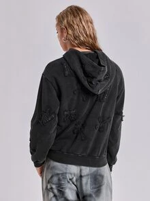 ROMWE Y2K Women's Patchwork Casual Versatile Daily Wear Long Sleeve Sweatshirt - Black - View 7
