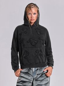 ROMWE Y2K Women's Patchwork Casual Versatile Daily Wear Long Sleeve Sweatshirt - Black - View 6