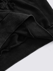 ROMWE Y2K Women's Patchwork Casual Versatile Daily Wear Long Sleeve Sweatshirt - Black - View 10