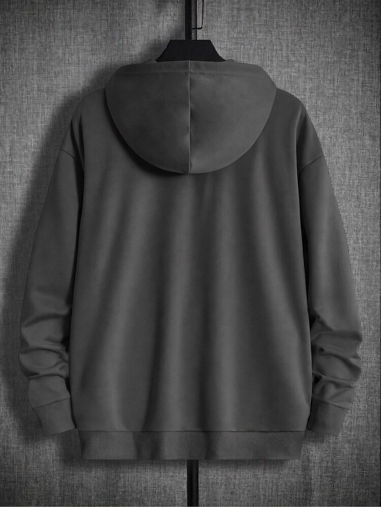 Mainfolk Men's Hooded Zip-Up Casual Daily Long Sleeve Sweatshirt, Spring - Dark Grey - View 4